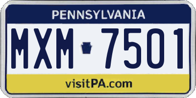 PA license plate MXM7501