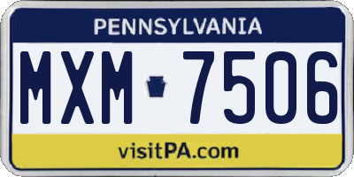 PA license plate MXM7506