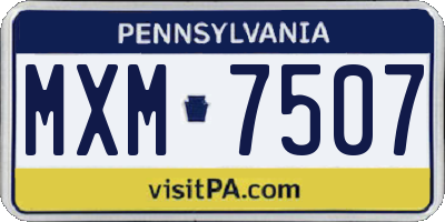PA license plate MXM7507