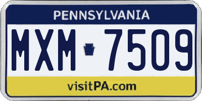 PA license plate MXM7509