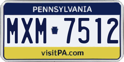 PA license plate MXM7512