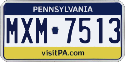 PA license plate MXM7513