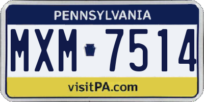 PA license plate MXM7514