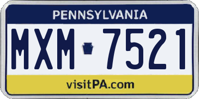 PA license plate MXM7521