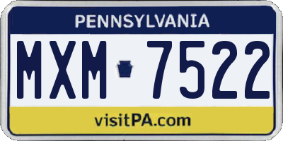 PA license plate MXM7522