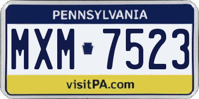 PA license plate MXM7523