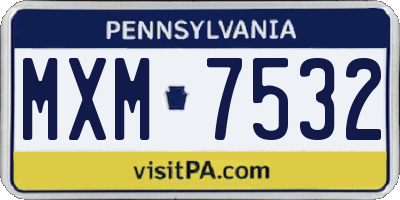 PA license plate MXM7532