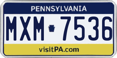 PA license plate MXM7536