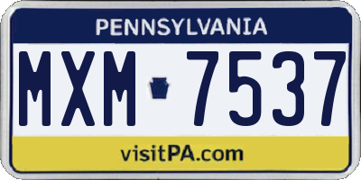 PA license plate MXM7537