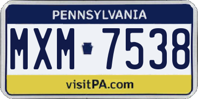 PA license plate MXM7538