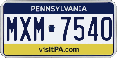 PA license plate MXM7540