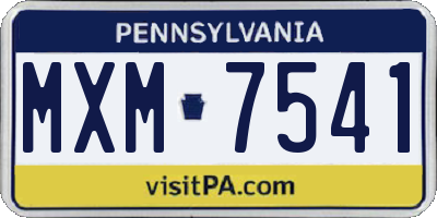 PA license plate MXM7541