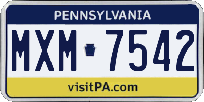 PA license plate MXM7542
