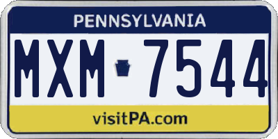PA license plate MXM7544