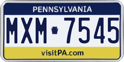 PA license plate MXM7545