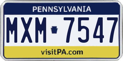 PA license plate MXM7547