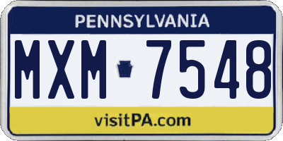 PA license plate MXM7548