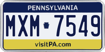 PA license plate MXM7549