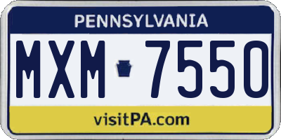 PA license plate MXM7550