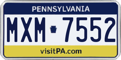 PA license plate MXM7552