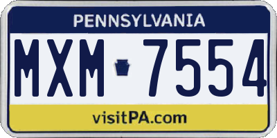 PA license plate MXM7554