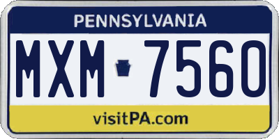 PA license plate MXM7560