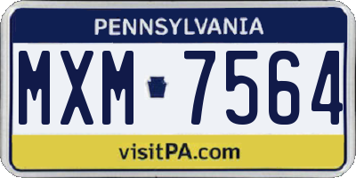 PA license plate MXM7564