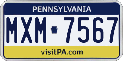 PA license plate MXM7567