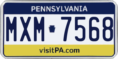 PA license plate MXM7568
