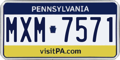 PA license plate MXM7571
