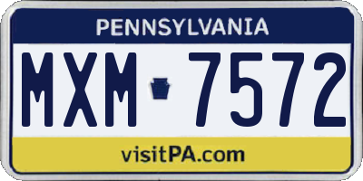 PA license plate MXM7572