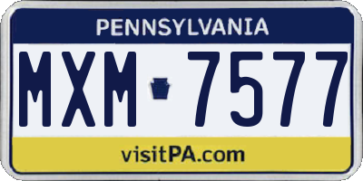 PA license plate MXM7577