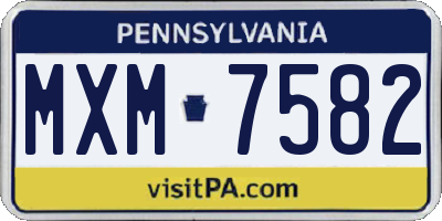 PA license plate MXM7582