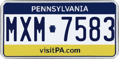 PA license plate MXM7583