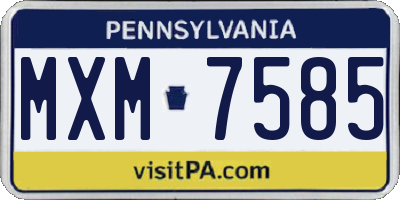 PA license plate MXM7585