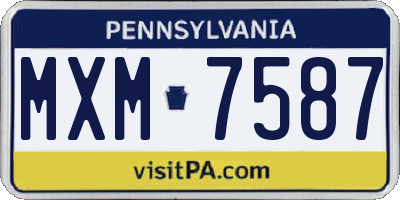 PA license plate MXM7587