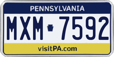 PA license plate MXM7592