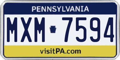 PA license plate MXM7594