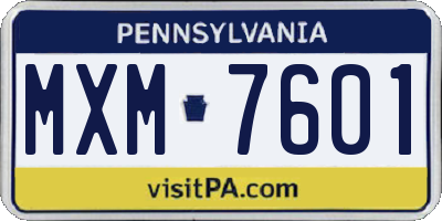 PA license plate MXM7601
