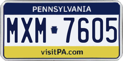 PA license plate MXM7605