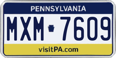 PA license plate MXM7609