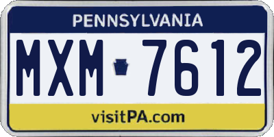 PA license plate MXM7612