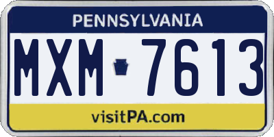 PA license plate MXM7613
