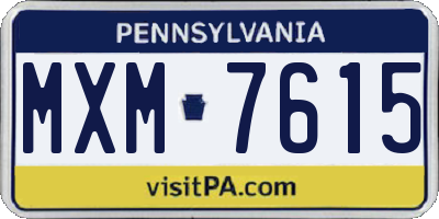 PA license plate MXM7615
