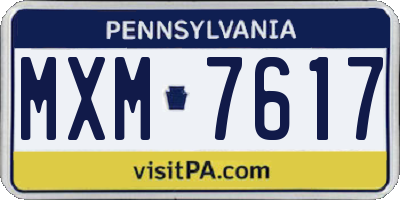 PA license plate MXM7617