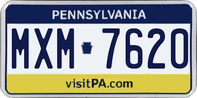 PA license plate MXM7620