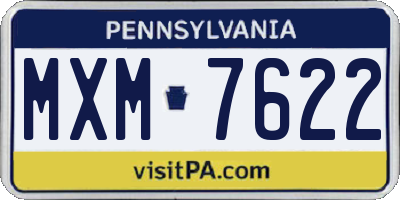 PA license plate MXM7622