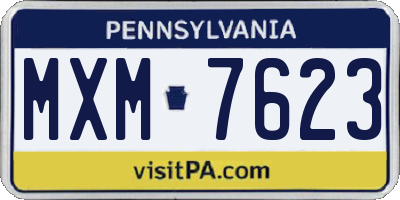 PA license plate MXM7623