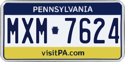PA license plate MXM7624