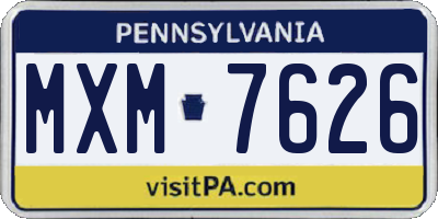 PA license plate MXM7626